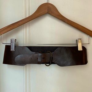 Barney's New York Brown Leather Wide Waist Belt